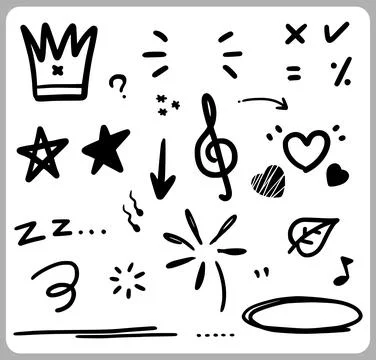 Doodle abstract of Swash Black Thin Line Set Include of Heart Illustrazione stock
