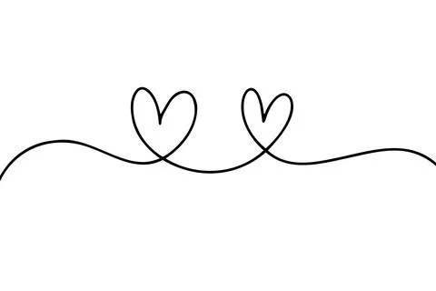 Doodle abstract two hearts continuous line drawing Stock Illustration