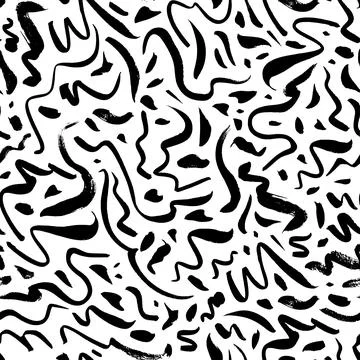 Doodle and curly lines vector seamless pattern. Stock Illustration