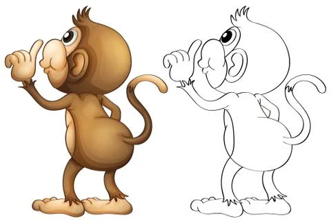 Doodle animal character for monkey Stock Illustration