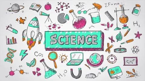 Doodle animation science chemistry physics astronomy biology school education Stock Footage 76007990