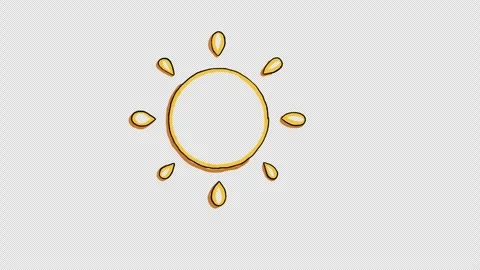 Doodle animation of a sun on the squared notebook. Video clip with alpha channel Stock Footage 309700383