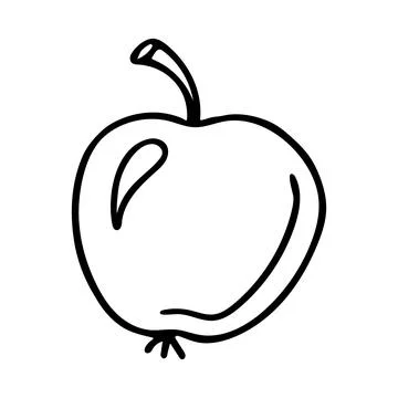 Doodle apple isolated on white background. Stock Illustration