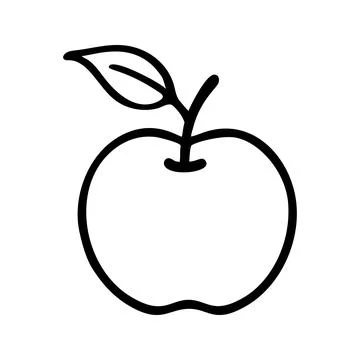 Doodle apple with leaf. Vector illustration Stock Illustration