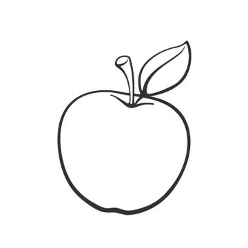 Doodle apple with stem Stock Illustration