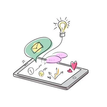 Doodle apps symbols in smartphone Stock Illustration