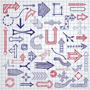 Doodle arrows collection Stock Illustration