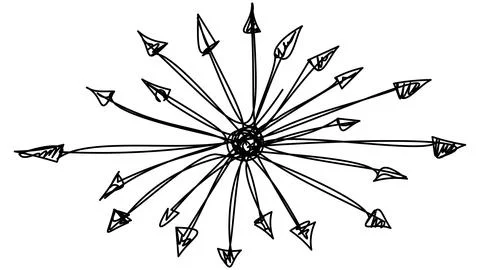 Doodle arrows diverging in different directions. Stock Illustration