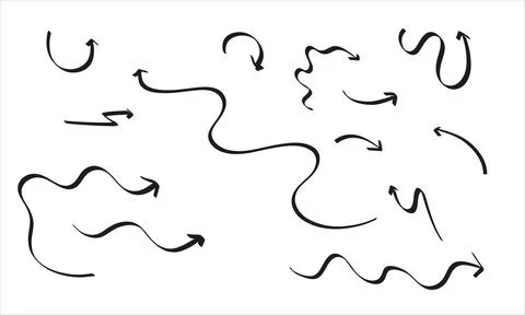 Doodle arrows hand drawn  set. Collection of hand drawn arrows Stock Illustration