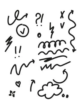Doodle arrows hand drawn  set. Collection of hand drawn arrows Illustrazione stock