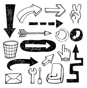 Doodle arrows set. Stock Illustration