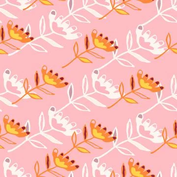 Doodle art floral seamless pattern. Folk flower wallpaper. Cute ditsy print. Stock Illustration
