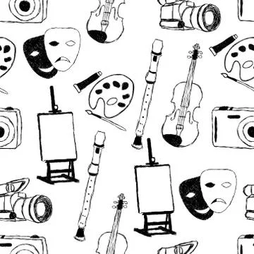 Doodle art seamless pattern Stock Illustration