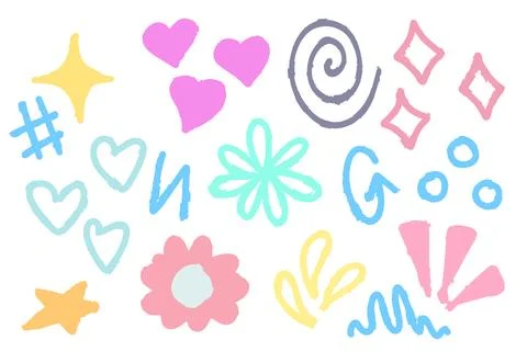 Doodle art. Set of simple scribble design. Illustrazione stock