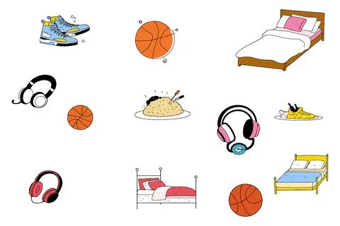 Doodle Art with Various Objects Stock Illustration