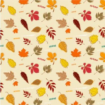 Doodle autumn leaves pattern seamless Illustrazione stock