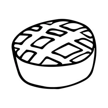Doodle autumn pie. Hand-drawn pumpkin pie Stock Illustration
