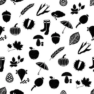 Doodle autumn seamless pattern Stock Illustration