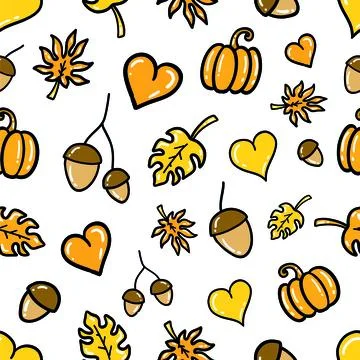 Doodle Autumn Stickers Pattern Stock Illustration