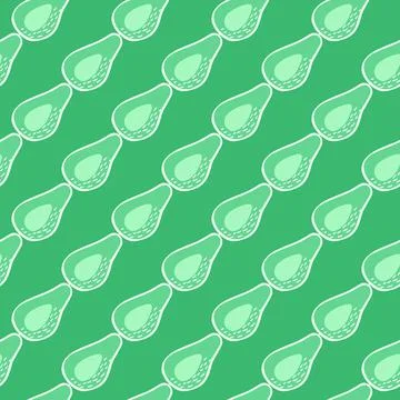 Doodle avocado seamless pattern. Hand drawn botanical backdrop. Stock Illustration