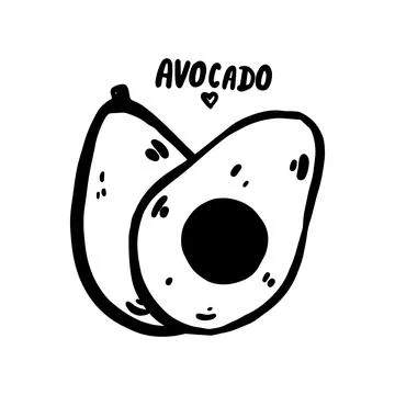Doodle avocado vector illustration, hand drawn. Stock Illustration