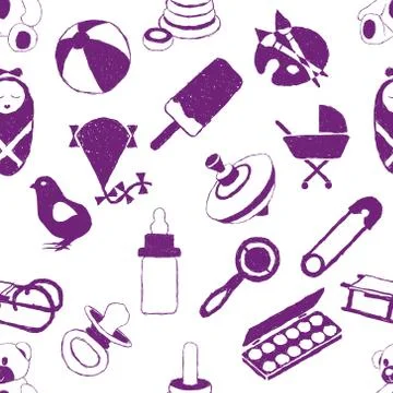 Doodle baby seamless pattern Stock Illustration