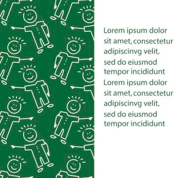 Doodle background, children's drawing . Funny boys. Space for text Stock Illustration