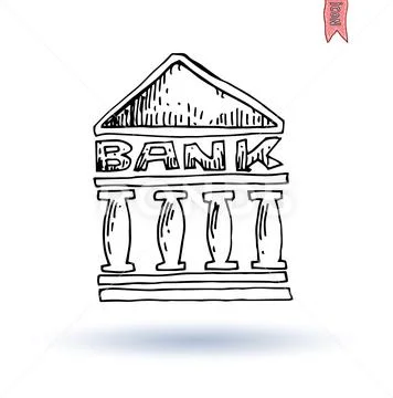 Doodle Bank icon set , hand drawn illustration. Stock Illustration