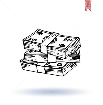 Doodle Bank icon set , hand drawn illustration. Stock Illustration