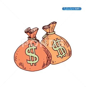 Doodle Bank icon set , hand drawn illustration. Stock Illustration