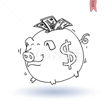 Doodle Bank icon set , hand drawn illustration. Stock Illustration