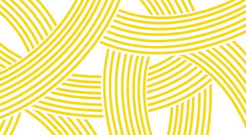 Doodle banner with yellow ramen pattern on white background. Wave abstract Illustrazione stock