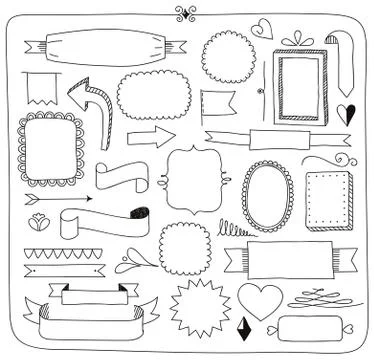 Doodle banners frames and design elements Illustrazione stock