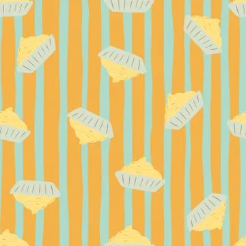 Doodle basket with cream seamless random pattern. Yellow lemon cupcakes on st Stock-Illustration