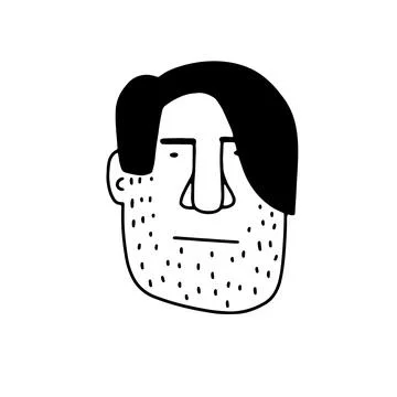 Doodle bearded face. Hand drawn outline human Stock Illustration