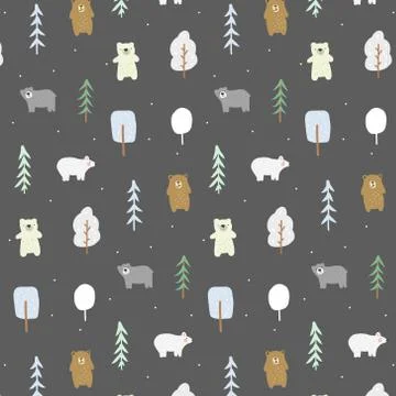Doodle bears pattern Stock Illustration