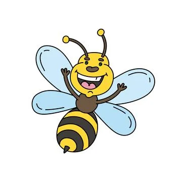 Doodle Bee Vector color Illustration Isolated on white Stock Illustration