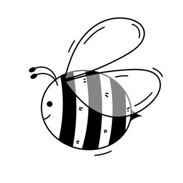 Doodle bee vector outline illustration Stock Illustration