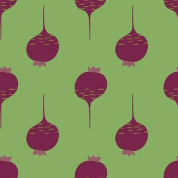 Doodle beetroot backdrop. Hand drawn beet seamless pattern. Stock Illustration