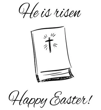 Doodle bible with cross  He is risen, Happy Easter Stock Illustration