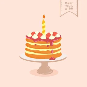 Doodle birthday cake Stock Illustration