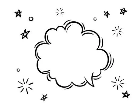 Doodle black and white hand drawn sketch Speach bubbles. Vector line art il.. 스톡 일러스트