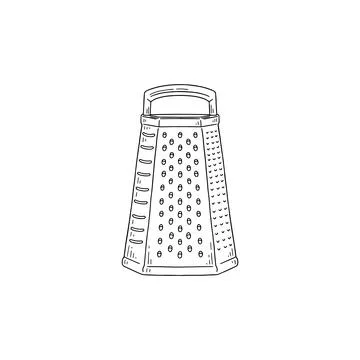 Doodle black and white kitchenware steel grater insulated on white background Stock Illustration