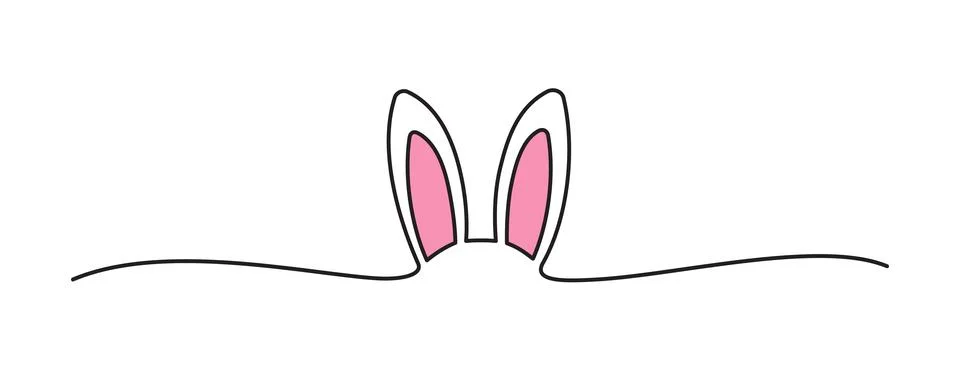 Doodle black Easter bunny ears scribble banner Stock Illustration