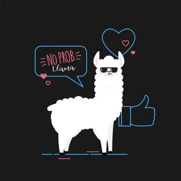 Doodle black llama Stock Illustration