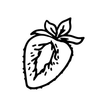 Doodle black strawberry icon vector isolated on white Stock-Illustration