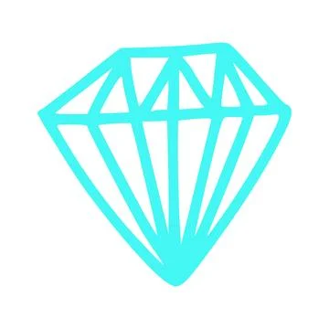 Doodle Blue Diamond Line Icon Stock Illustration