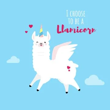 Doodle blue llama Stock Illustration