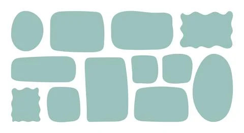 Doodle blue Textbox set. Empty text Box circles rectangles and squares isol.. Stock Illustration