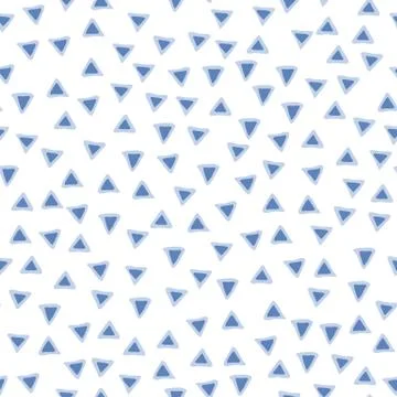 Doodle blue triangle seamless pattern on white background. Abstract triangles Illustrazione stock